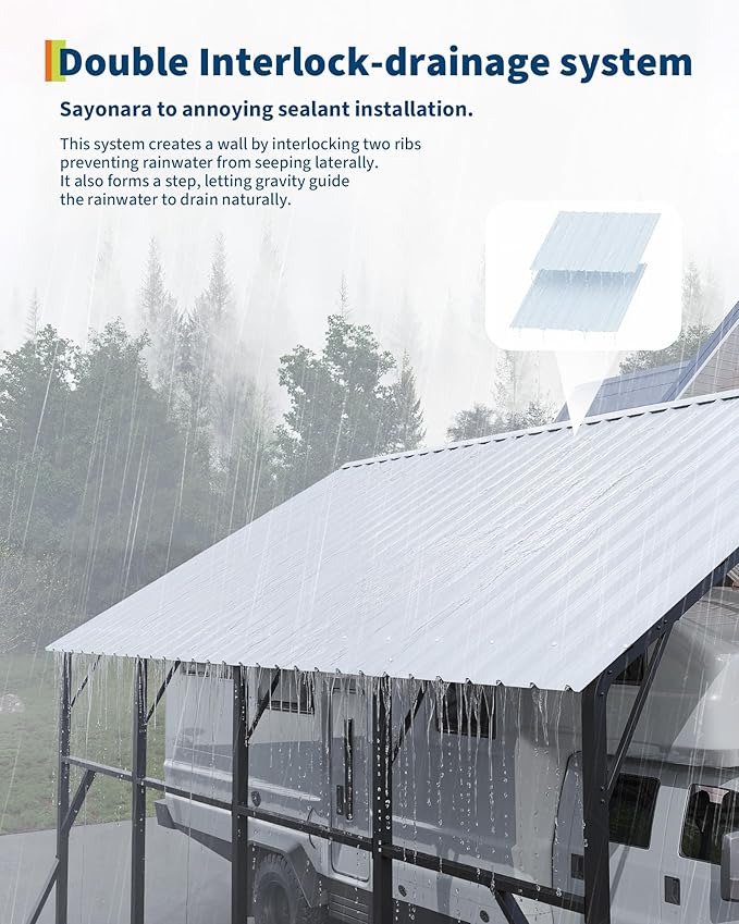 Garvee 20x25 ft Metal Carport Kit, 120° Steep-Pitch Vertical Roof for Snow Shedding, 173" High-Clearance RV & Tractor Shelter, Heavy-Duty 2 Cars Car Port with Reinforced Frame