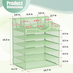Docnest 6 Tier Mesh Desk Organizer for Paper Office Supplies – Multi-Functional Letter Tray with 5 Adjustable Compartments, 6 Pen Holders, Desktop Storage for Files, Mail, Stationery – Green