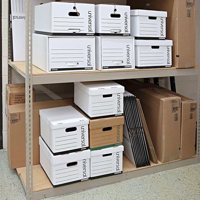 Universal 95224 Heavy-Duty Fast Assembly Lift-Off Lid Storage Box, Letter/Legal, White (Case of 12)