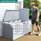 YITAHOME 230 Gallon Large Deck Box with Divider & Side Handles, Outdoor Double-Wall Storage for Patio Furniture Cushions, Garden Pool Accessories, Water Resistant & Lockable