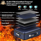 COLCASE Fireproof File Box, Hard Case Fireproof Document Organizer with Lock Hard-Shell Design Fireproof Water Resistant Safe Box for Important Documents Certificates Laptop Passports Blue