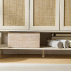 YANGQIHOME Toilet Paper Basket, Rattan Toilet Tank Basket for Bathroom, Wicker Baskets with Lid for Storage, Whitewash