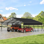 Metal Car Port, 20x20x9FT Metal Garage with Steel Frame, Heavy Duty Carports for Car, Boats and Tractor