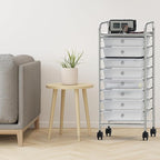 Simple Houseware Utility Cart with 8 Drawers Rolling Storage Art Craft Organizer, Chrome