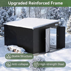Aoxun 12' x 7.3' Shed 441 CU.FT Outdoor Waterproof Storage Shed with Triple Lockable Door Garden Metal Tool Shed for Outside (Black)