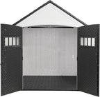 Rubbermaid Resin Outdoor Storage Shed With Floor (7 x 7 Ft) Weather Resistant, White, Organization for Home/Backyard/Garden Tools/Lawn Mower/Bike Storage/Pool Supplies