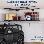 Overhead Garage Storage Rack, Adjustable 4x4 ft Heavy Duty Ceiling Mounted Storage Racks with Safety Lock, 250 lb Capacity Overhead Garage Storage Rack for Garage and Attic