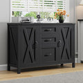 3 Drawer File Cabinet, Farmhouse Lateral Filing Cabinet with Doors Fits Letter or A4 Size, Wooden Printer Stand with Open Storage Adjustable Shelf for Home Office, Rustic Black