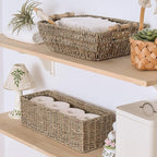 StorageWorks Toilet Tank Basket for Bathroom, Seagrass Storage Baskets for Toilet Tank Top, 2-Pack