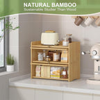 Large Bread Box for Kitchen Countertop Wooden Double Layer Breadbox Organizer with Window Vintage Farmhouse Bread Storage Container for Homemade Bread (Natural Bamboo)