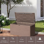 73 Gallon Pro Waterproof Outdoor Storage Pro Resin Deck Box Bin for Patio, Poolside, and Garden, Lockable & UV-Resistant, Ideal for Small Spaces, Brown