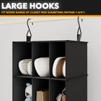 SpaceAid 2 Pack Hanging Closet Organizer and Storage with Dividers, 24 Compartments Hanging Shoe Shelves for Closet, Wardrobe, RV, Garment Rack - Black