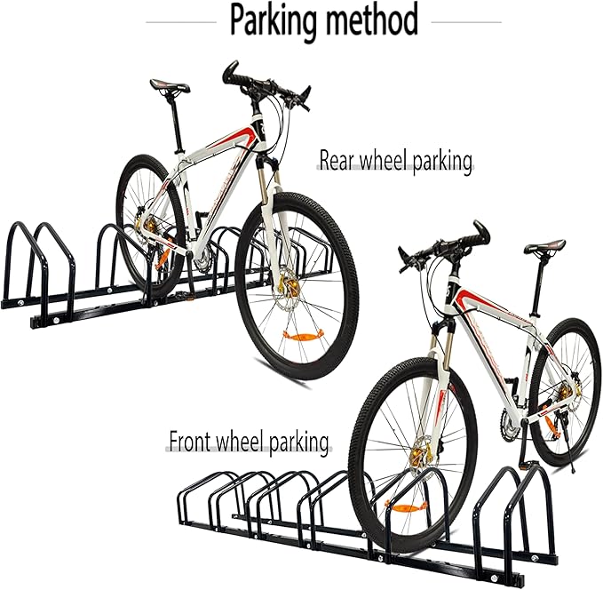 XINYI Bike Rack Floor, Bike Stand Garage, Indoor/Outdoor Bike Rack Garage,22-28" Wheel Stand, Max. Tire Width 2.1", Front/back Bike Stand For Mountain, Road and Kids Bikes for 6 Bikes