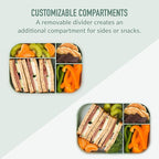 Bentgo® Modern Tray with Matte Lid - Reusable, BPA-Free, Meal Prep Containers for Adults with Removable Divider - 3 or 4 Compartments for Healthy Portioned Meals At Home & On the Go (Mint Green)