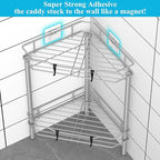 2 Tier Floor Standing Corner Shower Caddy Organizer Shelf with Hooks, Bathroom Shelves Stand Rack, Gray