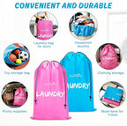 PrettyCare 2 XL (35.5 x 23.6 in) Travel Laundry Bags for Delicates, Washable Dirty Clothes Organizer - Easy to Hold 4 Loads of Laundry, Large Enougha for Laundry Hamper or Basket Travel Essentials