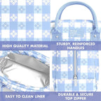 Fit & Fresh Bloomington Lunch Bag for Women - Insulated Large Lunch Box for Work with Containers, Leak-Resistant, Stain-Resistant, Zipper Closure, Cornflower Blue Picnic