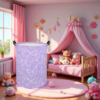 Kids Laundry Basket Baby Hamper Toy Storage Bin for Boys Room Decor Baby Nursery Hamper Gift Baskets for Bedroom Bathroom(Purple Butterfly)