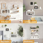 Wall Mounted Floating Shelf, c Long for Bedroom Living Room Kitchen Staircase Bathroom Above Toilet Wall Decoration Book Storage Room Recoration (3piece Set) White