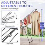 APEXCHASER Clothes Drying Rack, Foldable Oversized Drying Rack Clothing with L-Shaped Foot Cover, Height-Adjustable, Multi-Bar Laundry Rack, Indoor Outdoor Use, 20.4" D x 70" W x 42.52" H, Jet Black