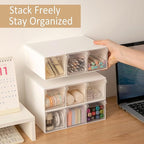 Stackable Drawer Organizer with 3 Drawer, Desktop Clear Storage Box for Stationary, Makeup, Jewelry, Office Craft Supplies