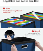 Oterri File Organizer Boxes with Lids, File Box with Mesh Pockets, Document Organizer Box for Letter Size Folders, Zippers Important Document Organizer (Dark Blue, Large-1 Pack Without Folders)