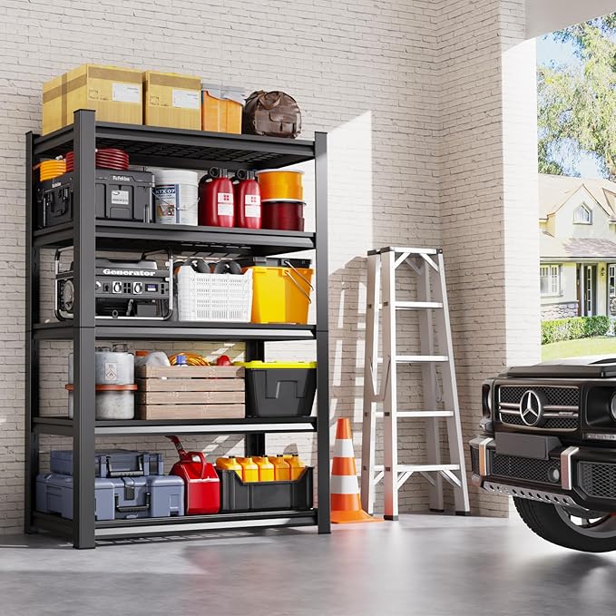72"Hx59"Wx20"DGarage Shelving-2500 lbs 5 Tier Storage Shelves,Adjustable Heavy Duty Metal Shelving Unit and Storage Large Wire Rack,Utility Steel Shelf for Warehouse Industrial Pantry Basement