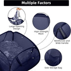Collapsible Laundry Baskets, 90L Large Foldable Laundry Basket, Durable Mesh Pop Up Hampers for Laundry, Dirty Clothes Laundry Hamper for Bedroom, Bathroom, Dorm, Laundry Room, Travel or Camping Navy