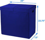 Simple Houseware Double Laundry Hamper with Lid and Removable Bags, Dark Blue