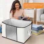 Fab totes 24 Gallons Clothes Storage, Foldable Thick Fabric Blanket Storage Bags, Containers for Organizing Bedroom, Closet, Clothing, Comforter, Organization with Handle (8 Pack,Ivory)