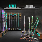 Ski & Snowboard Wall Rack for Garage Wall Fits Any Ski/board, Ski Wall Mount Holders Damage-Free Storage Rack, Garage Organization Space-Saving Winter Gear Organizer, Green, 6 Pack