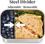 Leak Proof Stainless Steel Lunch Box Containers, 27 OZ , Stainless Steel Bento Box , Metal Lunch Box, Sandwich & Snack Containers , SIlicone Lids , Korean Style,Small Vanilla ( 1 x 27oz + 2 x 6.5 OZ )