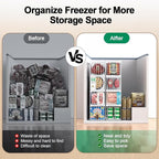 Freezer Organizer Bins, 2 Pack Stackable Deep Chest Freezer Organizer Bins, Foldable Baskets with Handles, White Storage Container Baskets for 5/ 7 Cu.FT Sort Frezen Meats