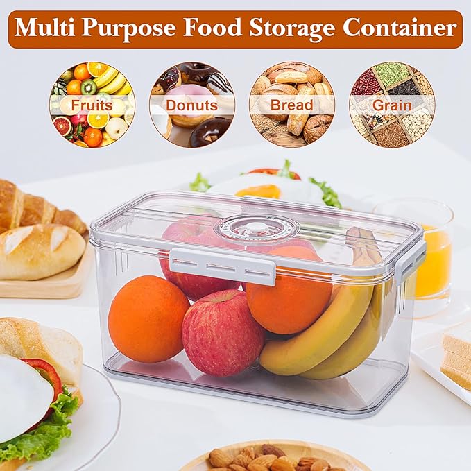 Bread Box for Homemade Bread Boxes for Kitchen Counter Airtight, Time Recording Bread Storage Container with Lid, Bread Containers Storage Airtight Loaf Bread Keeper, Large, White