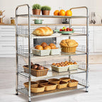 6 Pcs Chrome Wire Shelf Ledge 18" L x 4" H Wire Shelving Side Ledge Metal Shelves Accessories Pantry and Garage Storage(Silver)