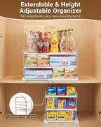 EVERIE Extendable 3-Tier Kitchen Cabinet & Pantry Organizer for Plastic Wrap, Foil & Storage Bags, Adjustable Heavy Duty Shelf Rack for Wrap Boxes, Jars & Snack Boxes (11–16.7 in Wide), Pack of 1