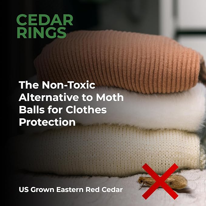 30 Cedar Rings for Clothes Storage - Stop Clothes Damage - 30 Fresh Cedar Rings to Protect Your Clothes
