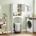 GarveeHome Over The Toilet Storage Cabinet, Double Door Bathroom Storage Organizer with Anti-Tip Device, Small Freestanding Space Saver with Open Shelf, White