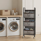 GRANNY SAYS 3 Tier Laundry Sorter, Laundry Hamper with Wheels, Laundry Room Organization and Storage, 3 Section Rolling Laundry Cart for Dorm, Bathroom, Bedroom, Closet, Grey