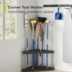 Rubbermaid Plastic Garage Corner Tool Tower Rack, Easy to Assemble, Organizes up to 30 Long-Handled Tools/Rakes/ Brooms/Shovles for Home/House/Outdoor/Sheds