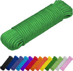 TECEUM Rope – 90 Feet x 1/4 Inch (7mm) – Green – Strong All-Purpose Utility Rope – Camping, Crafting, Flag Pole, Indoor & Outdoor – Polypropylene Nylon Poly Lightweight Diamond Braided Cord