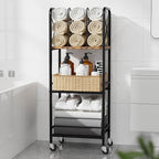 niffgaff 3-Tier Movable Towel Rack, Free-Standing Towel Holder with M-Shaped Detachable Dividers, for Bathroom, Pool