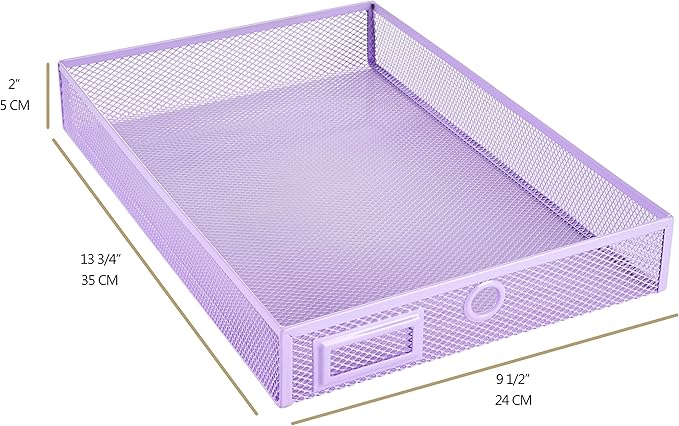 Annova Desk Organizer Wire Mesh 3 Tier Sliding Drawers Paper Sorter/Multifunctional/Premium Solid Construction for Letters, Documents, Mail, Files, Paper, Kids' Art Supplies (Light Pink)