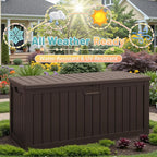 Patiowell 240 Gallon Large Outdoor Storage Box, Waterproof Deck Box with Fixed Divider, Lockable and Durable Patio Storage Solution for Patio Furniture and Garden Tools (Brown)