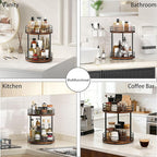 Bathroom Organizer Countertop,2 Tier Rotating Makeup Organizer Countertop for Vanity,Wooden Bathroom Counter Storage Shelf,Lazy Susan Turntable for Perfume,Skincare,Cosmetic (Brown)
