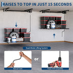 Overhead Garage Storage Rack, Adjustable 4x4 ft Heavy Duty Ceiling Mounted Storage Racks with Safety Lock, 250 lb Capacity Overhead Garage Storage Rack for Garage and Attic