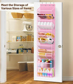 MISSLO 12 Tier Over the Door Shoe Organizer Breathable Mesh Hanging Shoe Rack for Closet Storage Shoe Holder for Door Fit 24 Pairs Sandals, Heels, Boots (Pink)
