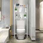 SUPER DEAL Over The Toilet Storage Shelf, 3-Tier Bathroom Organizer Space Saver Rack Wood Shelf, White
