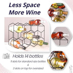 Gusto Nostro Countertop Wine Rack - 14 Bottle Freestanding Modern Black Metal Small - 3 Tier Tabletop Wine Holder Stand for Cabinet, Pantry - Wine Racks Countertop - No Assembly Required (Pack of 2)