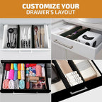 6 Pack Bamboo Drawer Dividers - 17" to 21.5" Expandable Adjustable Drawer Organizer for Kitchen Utensils, Large Drawer Divider, Clothes, Dresser, Bedroom, Bathroom, Desk Drawer Separator Set (Black)